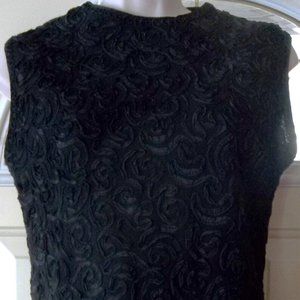 Black Ribbon-Work DesignerFitted Sheath, 1950 Era